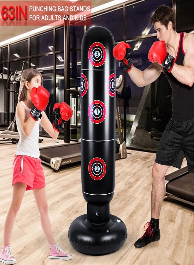 JUOIFIP Inflatable Punching Bag for Kids - 63" Inflatable Kid Boxing Bag - Children Sports Toy Free Standing Bounce Back Tumbler for Sparring Boxing Bag Suitable for Karate Kickboxing - Gift for Boys & Girls - Image 3