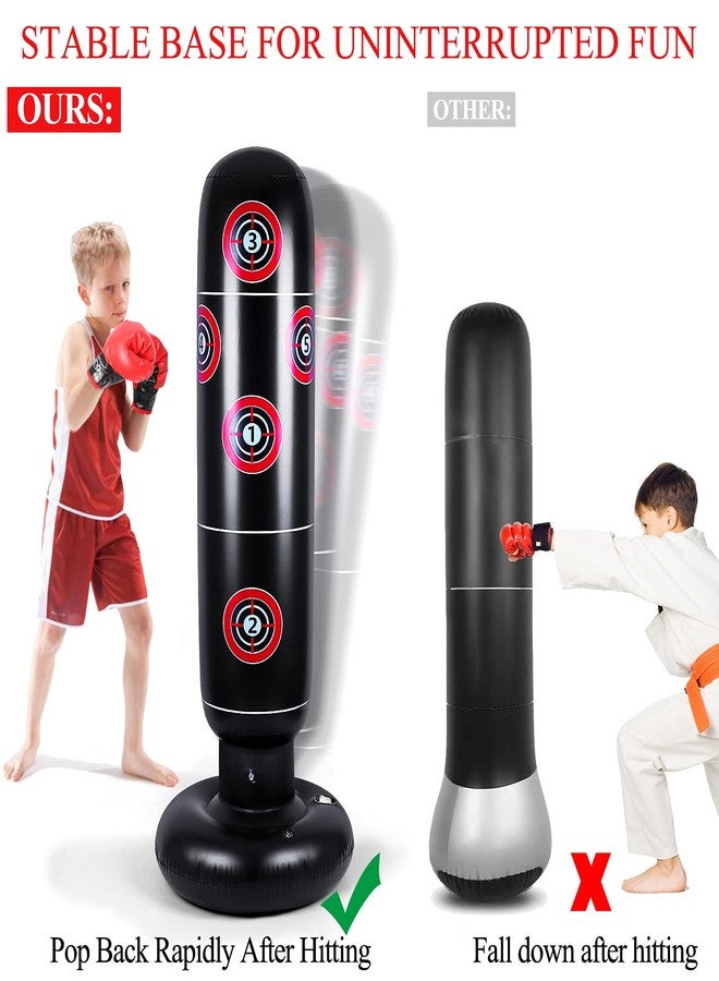 JUOIFIP Inflatable Punching Bag for Kids - 63" Inflatable Kid Boxing Bag - Children Sports Toy Free Standing Bounce Back Tumbler for Sparring Boxing Bag Suitable for Karate Kickboxing - Gift for Boys & Girls - Image 4