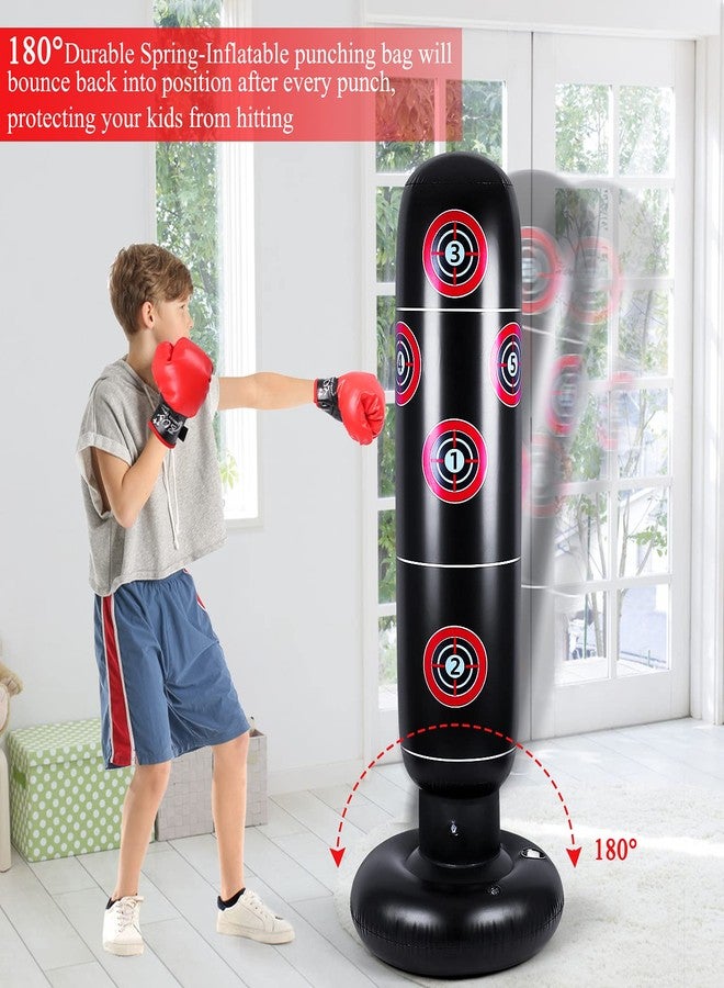 JUOIFIP Inflatable Punching Bag for Kids - 63" Inflatable Kid Boxing Bag - Children Sports Toy Free Standing Bounce Back Tumbler for Sparring Boxing Bag Suitable for Karate Kickboxing - Gift for Boys & Girls - Image 5