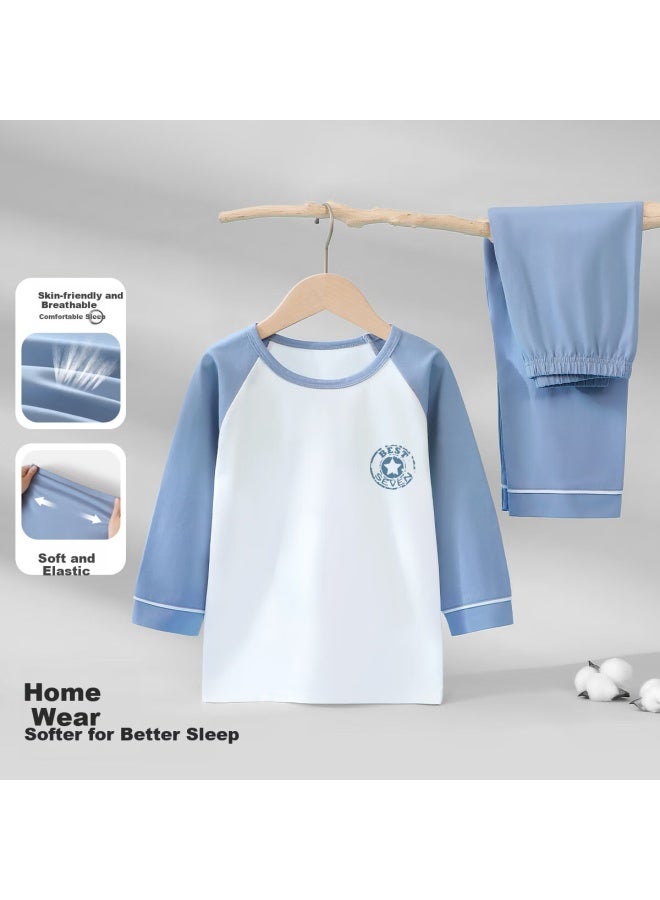Yiershuang Children's Pajamas, Boys' All-season Long-sleeve Home Wear Set, For Older Children And Teenage Boys, Comfortable Home Air Conditioning Clothing - Image 1