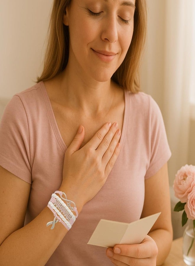 إنفينيتي كوليكشن مجموعة إنفينيتي: أساور هدايا للنساء المصابات بسرطان الثدي، أساور ملهمة، سوار الشريط الوردي للناجيات، هدايا تحفيزية ملهمة للنساء، الصديقة المقربة، الأخت، الأم - Image 3