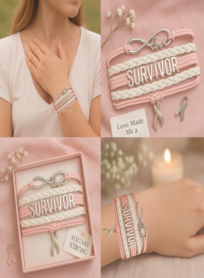 إنفينيتي كوليكشن مجموعة إنفينيتي: أساور هدايا للنساء المصابات بسرطان الثدي، أساور ملهمة، سوار الشريط الوردي للناجيات، هدايا تحفيزية ملهمة للنساء، الصديقة المقربة، الأخت، الأم - Image 2