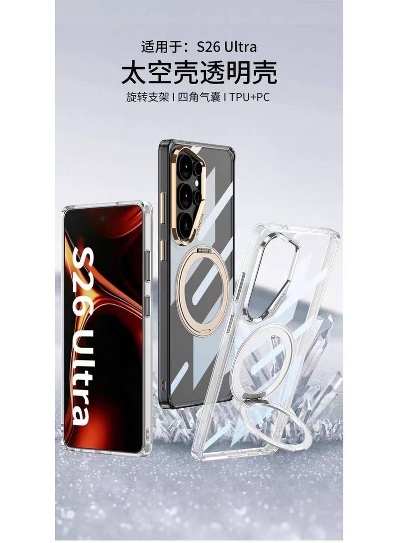 GKK Magnetic Case for Samsung Galaxy S26 Ultra PC + TPU Back Cover with Magnetic Kickstand & Easy Mount Compatibility، Transparent Black - Image 3