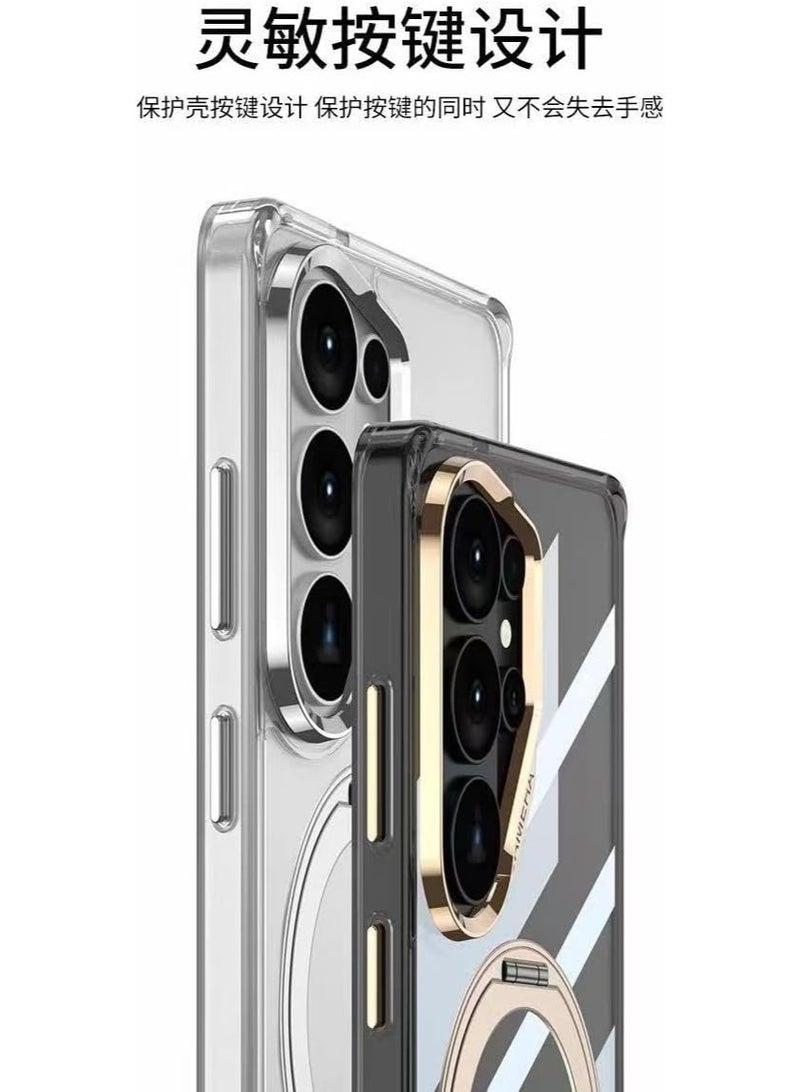 GKK Magnetic Case for Samsung Galaxy S26 Ultra PC + TPU Back Cover with Magnetic Kickstand & Easy Mount Compatibility، Transparent Black - Image 4