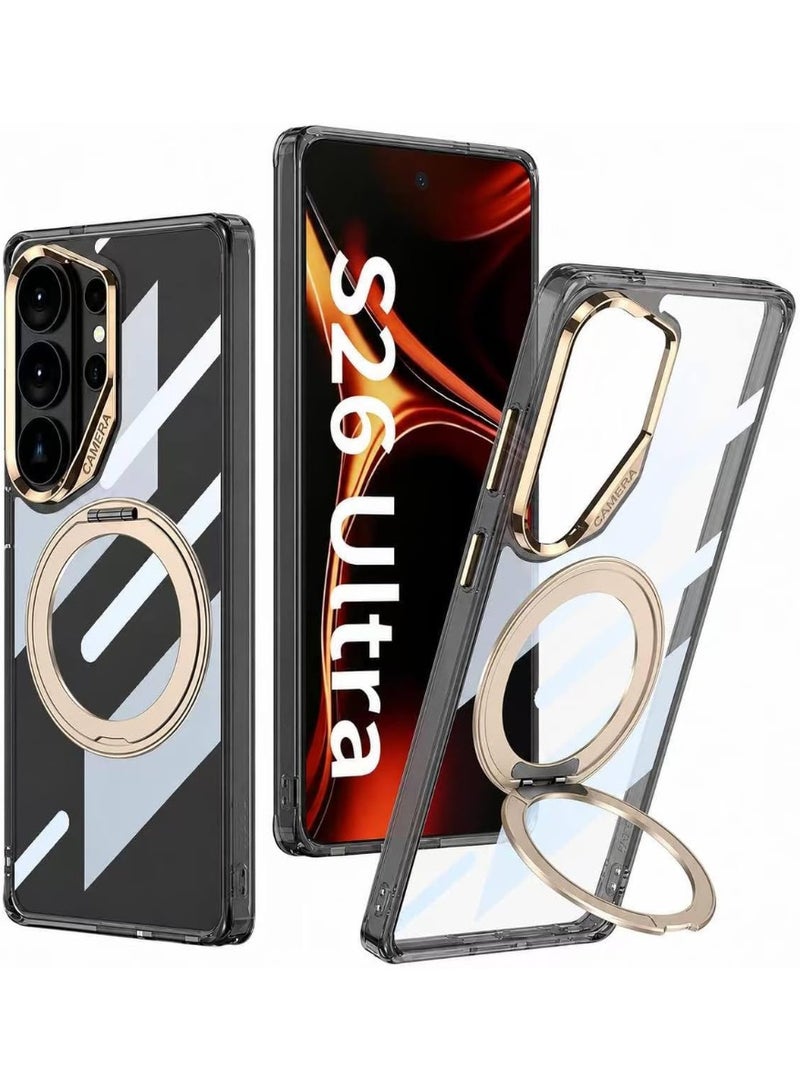 GKK Magnetic Case for Samsung Galaxy S26 Ultra PC + TPU Back Cover with Magnetic Kickstand & Easy Mount Compatibility، Transparent Black - Image 1