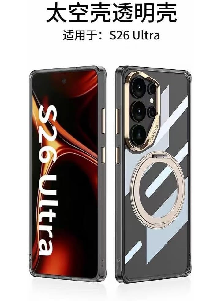 GKK Magnetic Case for Samsung Galaxy S26 Ultra PC + TPU Back Cover with Magnetic Kickstand & Easy Mount Compatibility، Transparent Black - Image 2