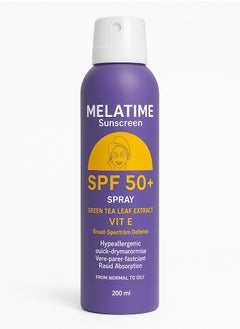 Melatime Sunscreen Spray SPF 50+ – Green Tea Extract & Vitamin E – Broad Spectrum Protection – 200 ml