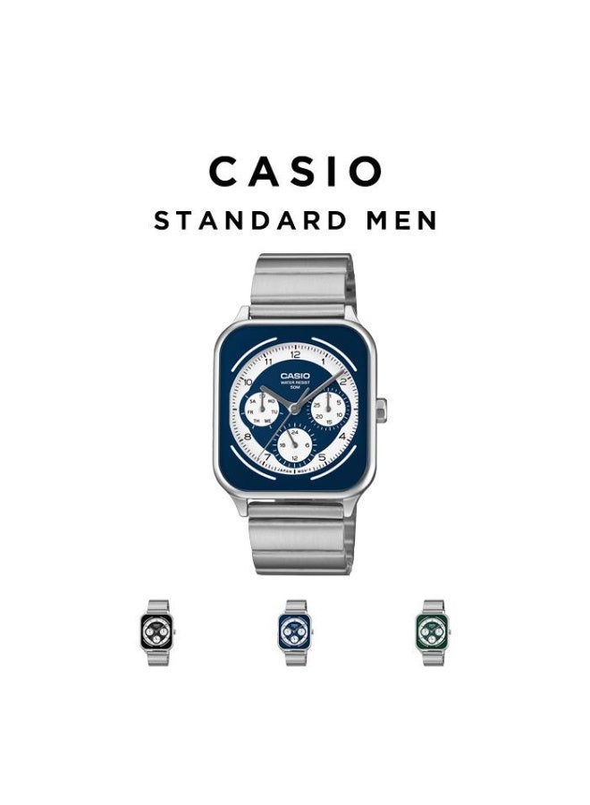 Casio MTP-M307D-2BVDF Men’s Analog Stainless Steel Watch – Blue Dial, Day-Date & 24-Hour Subdials, 50M Water Resistant - Image 3