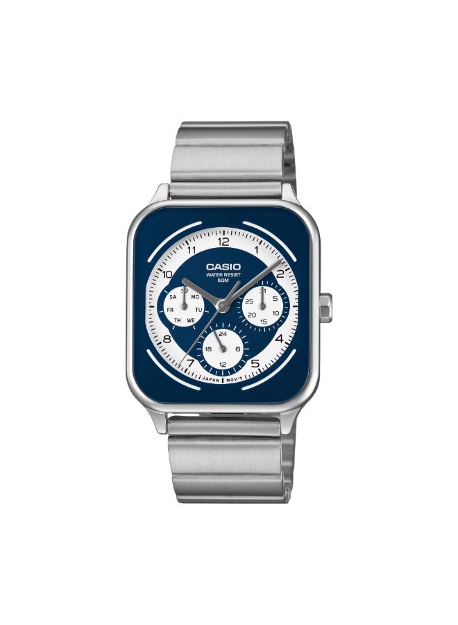 Casio MTP-M307D-2BVDF Men’s Analog Stainless Steel Watch – Blue Dial, Day-Date & 24-Hour Subdials, 50M Water Resistant - Image 1