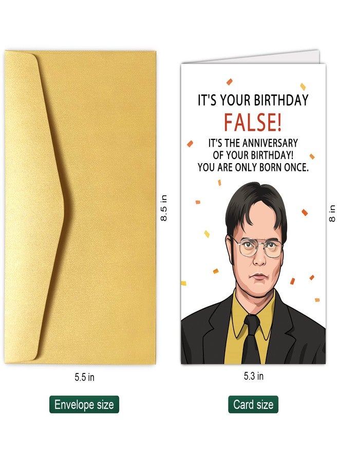 Chenive Funny Office Birthday Card, Dwight Schrute Birthday Card, Bday Greeting Card, It is Your Birthday False - Image 2