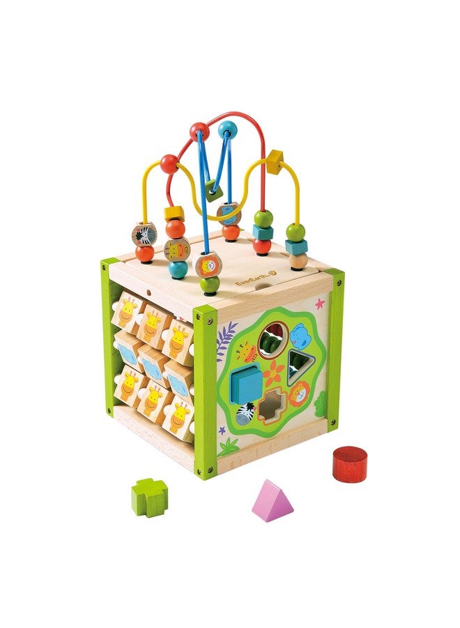 EverEarth Wooden Activity Cube with Bead Maze, 5 in 1 Activity Center, Educational Learning Montessori Toys for Toddlers for Kids 1+, FSC Certified - Image 1
