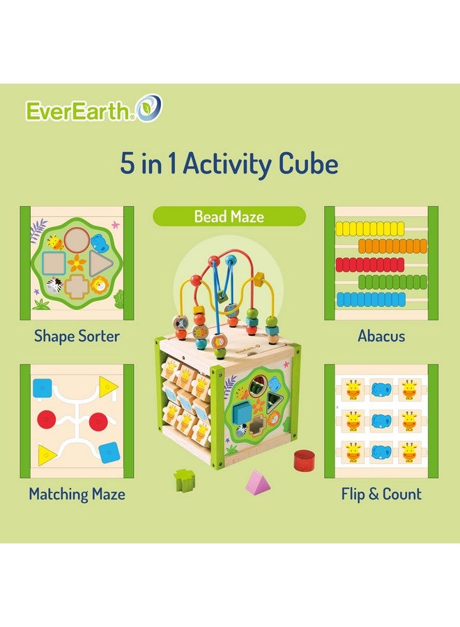 EverEarth Wooden Activity Cube with Bead Maze, 5 in 1 Activity Center, Educational Learning Montessori Toys for Toddlers for Kids 1+, FSC Certified - Image 3