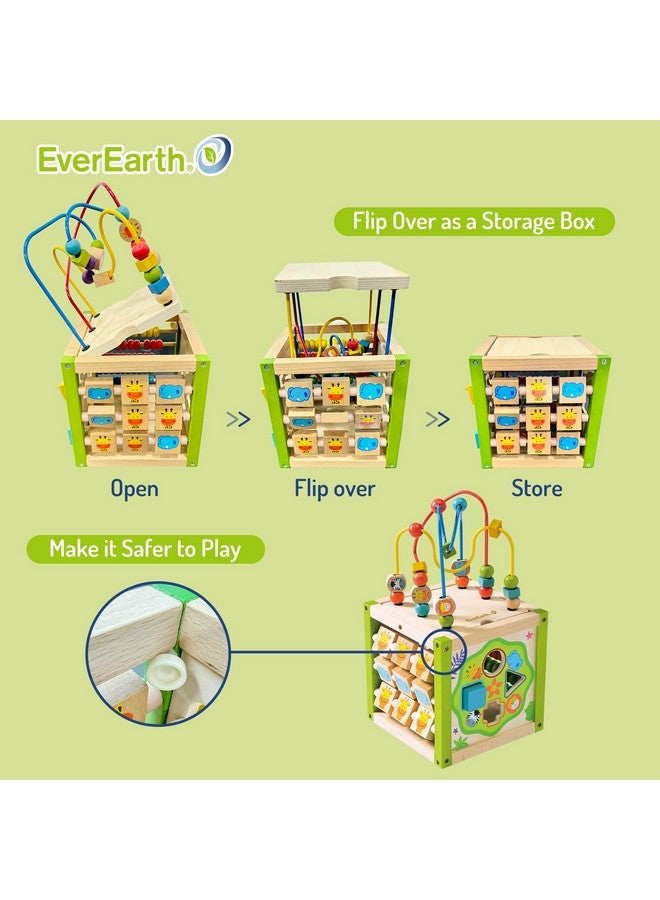 EverEarth Wooden Activity Cube with Bead Maze, 5 in 1 Activity Center, Educational Learning Montessori Toys for Toddlers for Kids 1+, FSC Certified - Image 5