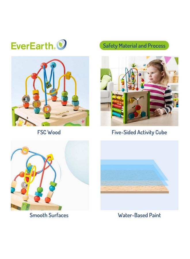 EverEarth Wooden Activity Cube with Bead Maze, 5 in 1 Activity Center, Educational Learning Montessori Toys for Toddlers for Kids 1+, FSC Certified - Image 2