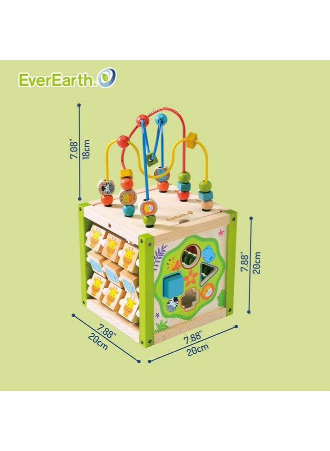 EverEarth Wooden Activity Cube with Bead Maze, 5 in 1 Activity Center, Educational Learning Montessori Toys for Toddlers for Kids 1+, FSC Certified - Image 4