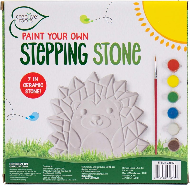 Creative Roots Mosaic Hedgehog Stepping Stone, Includes 7-Inch Ceramic Stone & 6 Vibrant Paints, DIY Garden Stepping Stone Kit for Kids Ages 6+ - Image 5