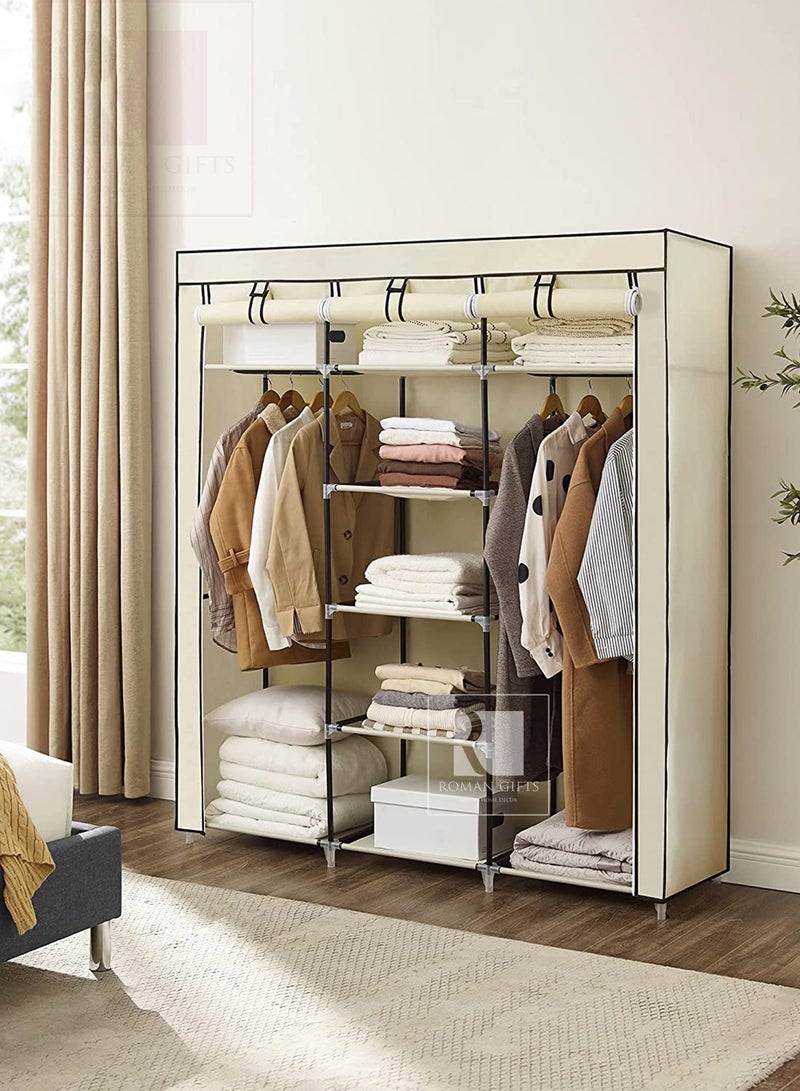 Roman Gifts Canvas Wardrobe Bedroom Furniture Cupboard Clothes Storage Organizer - Image 2