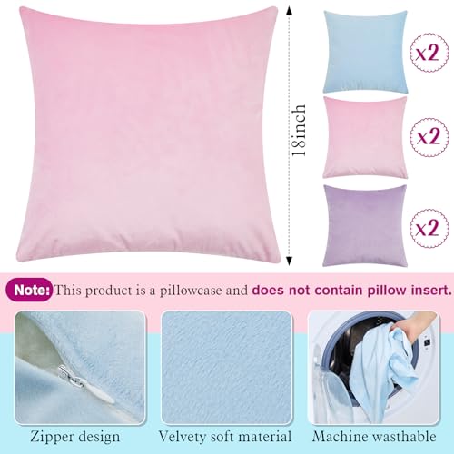 Berlune 6 Pcs Velvet Throw Pillow Covers 18 x 18 Decorative Cushion Cases Soft Pastel Throw Pillows for Graduation Coquette Party Accessories Couch Sofa Bed Picnic Chair Home Decor No Inserts - Image 3