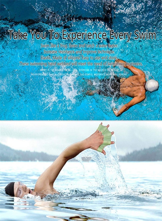 EXCEREY Swim Swimming Soft Silicone Gear Paddle Fins Webbed Gloves Aquatic Fitness Training Swimming Gloves Fit for Men, Women, Scuba Diving, Snorkeling, Spear Fishing, Surfing ( Blue, 2 Pairs, L) - Image 5