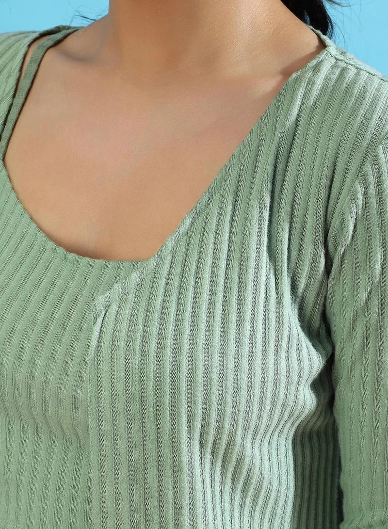 PINACOLADA Women's Sage Green Ribbed Co-Ord Set