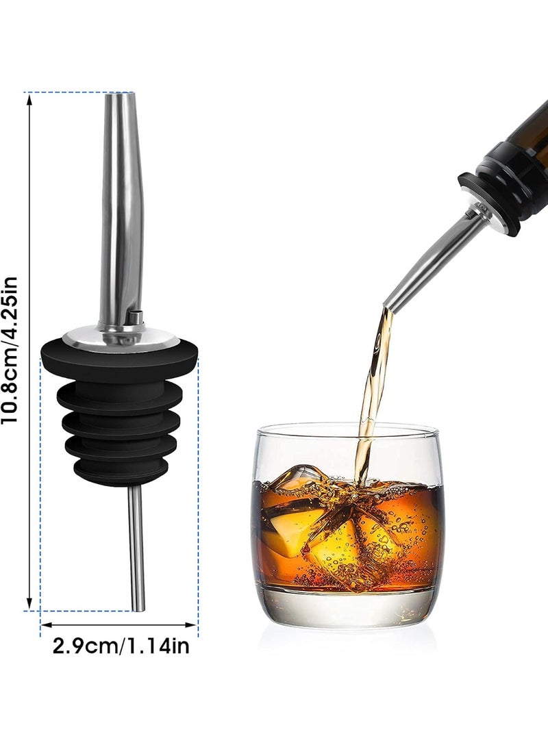 Stainless Steel Speed Pourer Bottle Spout, Professional Liquid Dispenser for Beverage, Syrup and Olive Oil Bottles with Rubber Stopper, Set of 6 Pour Spouts (No Covers) - Image 5