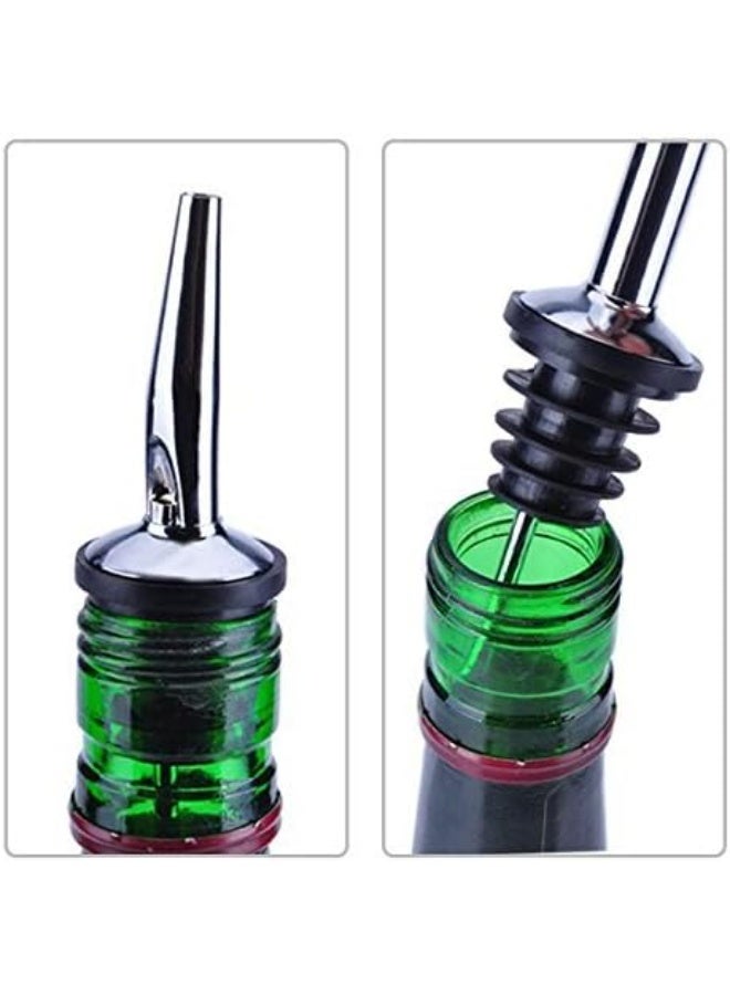 Stainless Steel Speed Pourer Bottle Spout, Professional Liquid Dispenser for Beverage, Syrup and Olive Oil Bottles with Rubber Stopper, Set of 6 Pour Spouts (No Covers) - Image 3