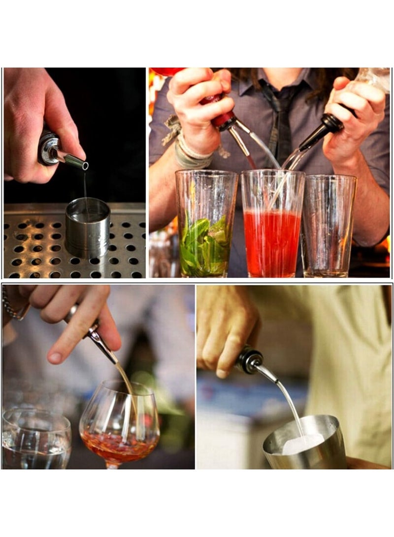 Stainless Steel Speed Pourer Bottle Spout, Professional Liquid Dispenser for Beverage, Syrup and Olive Oil Bottles with Rubber Stopper, Set of 6 Pour Spouts (No Covers) - Image 4