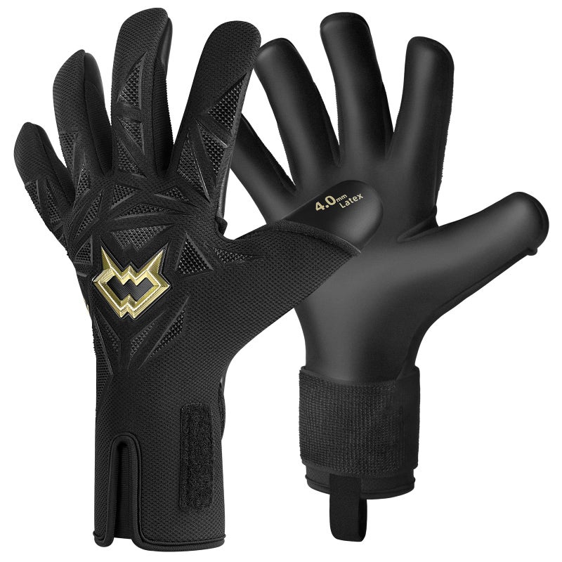 WVVOU Professional Goalkeeper Gloves for Adults and Youth Soccer Goalie Gloves Breathable Soccer Gloves High Performance Guantes De Portero with 4+3mm Sticky Super Grip Latex Palm (Black, 9) - Image 1