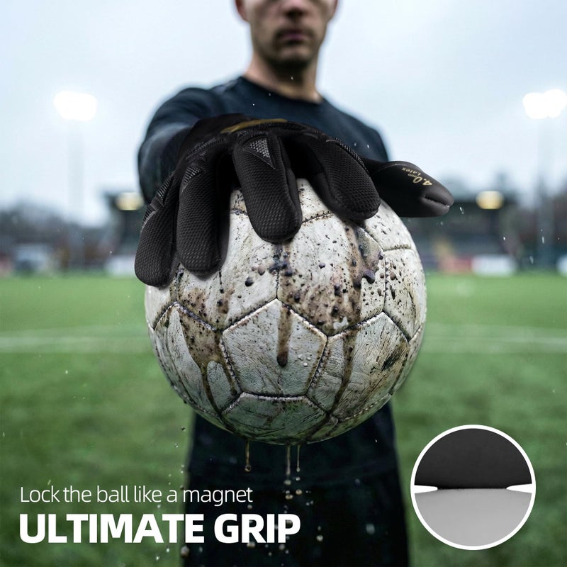 WVVOU Professional Goalkeeper Gloves for Adults and Youth Soccer Goalie Gloves Breathable Soccer Gloves High Performance Guantes De Portero with 4+3mm Sticky Super Grip Latex Palm (Black, 9) - Image 2