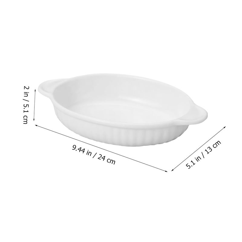 Ceramic Bakeware with Double Handles Shaped Baking Tray Food Serving Bowl Baking Bowl - Image 2