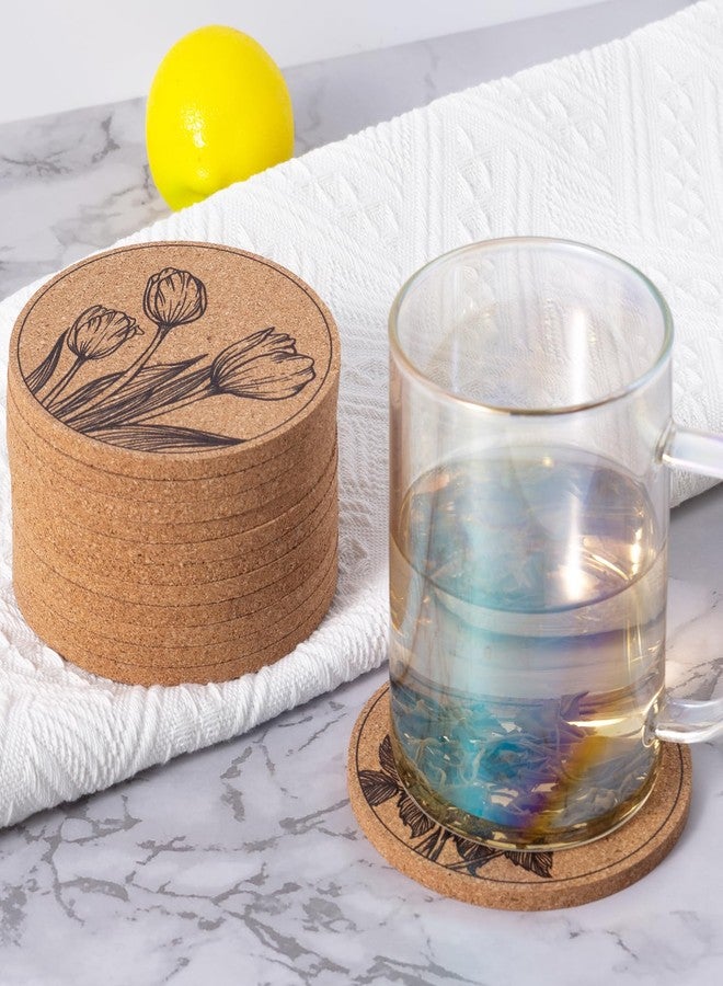 STARUBY Coasters for Drinks 12 pcs Absorbent Cork Coasters with Flower Coaster for Coffee Table Housewarming Gifts for New Home Present for Friends, Living Room Decor, Apartment Decor - Image 5