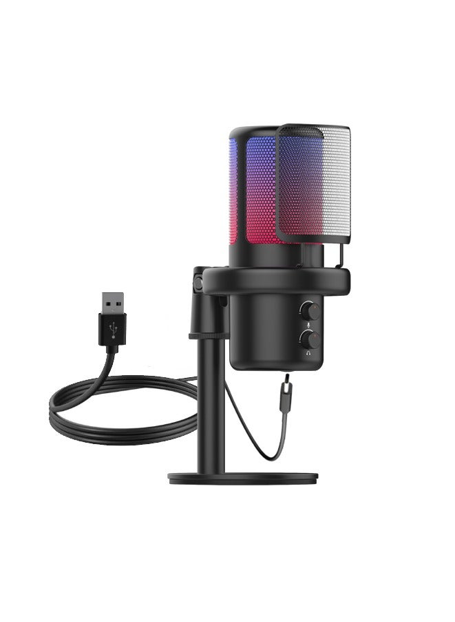 Gaming Microphone With RGB Lighting, USB Condenser Podcast Microphone,  Cardioid Polar Pattern for Gaming, Streaming, Podcasts, Twitch, YouTube, Discord  - Image 1