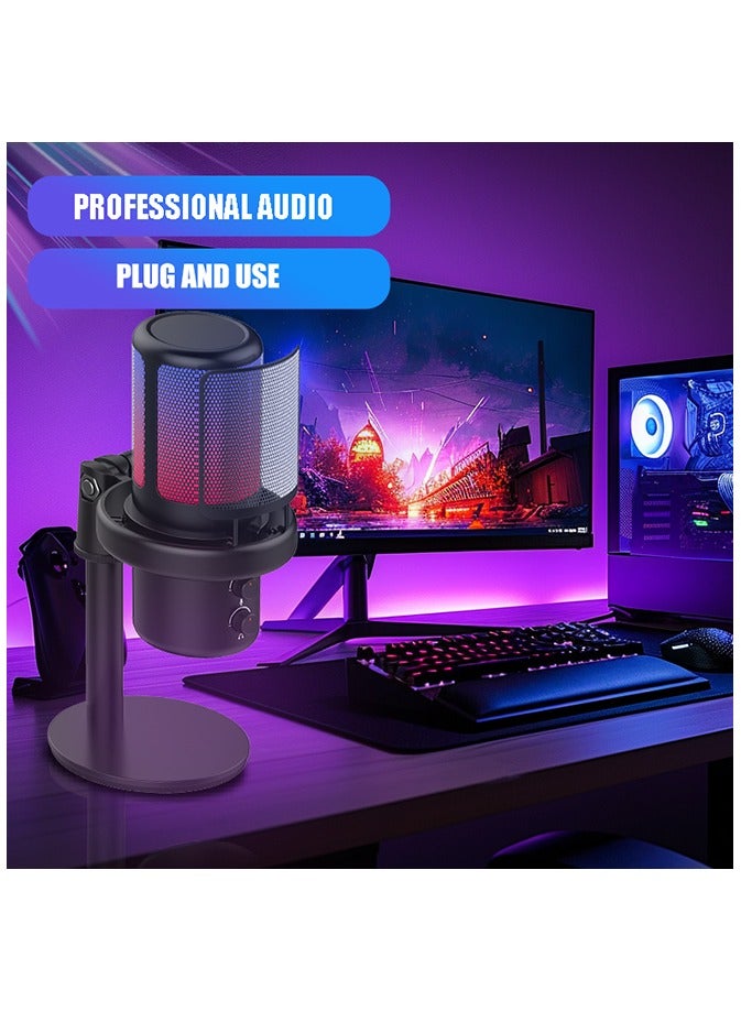 Gaming Microphone With RGB Lighting, USB Condenser Podcast Microphone,  Cardioid Polar Pattern for Gaming, Streaming, Podcasts, Twitch, YouTube, Discord  - Image 3