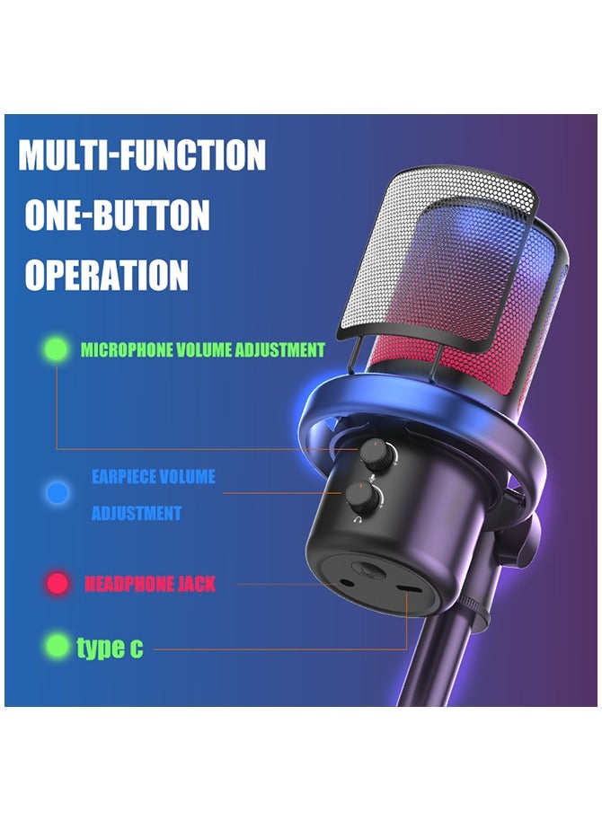 Gaming Microphone With RGB Lighting, USB Condenser Podcast Microphone,  Cardioid Polar Pattern for Gaming, Streaming, Podcasts, Twitch, YouTube, Discord  - Image 4