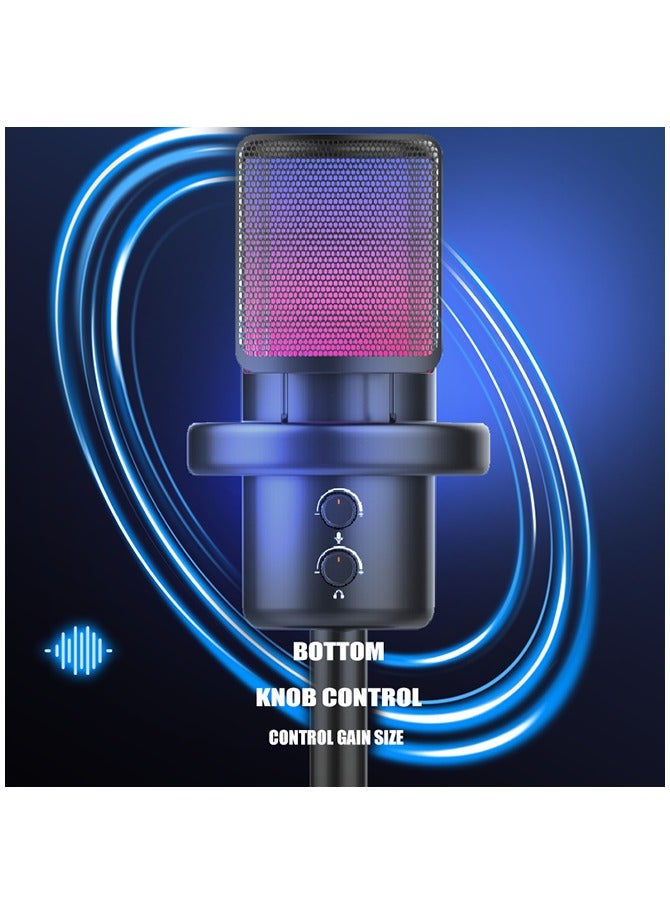 Gaming Microphone With RGB Lighting, USB Condenser Podcast Microphone,  Cardioid Polar Pattern for Gaming, Streaming, Podcasts, Twitch, YouTube, Discord  - Image 5