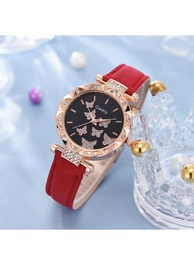 New Tiktok Popular Women's Watch Fashion Personality Simple Watch Butterfly Digital Belt Watch Set 