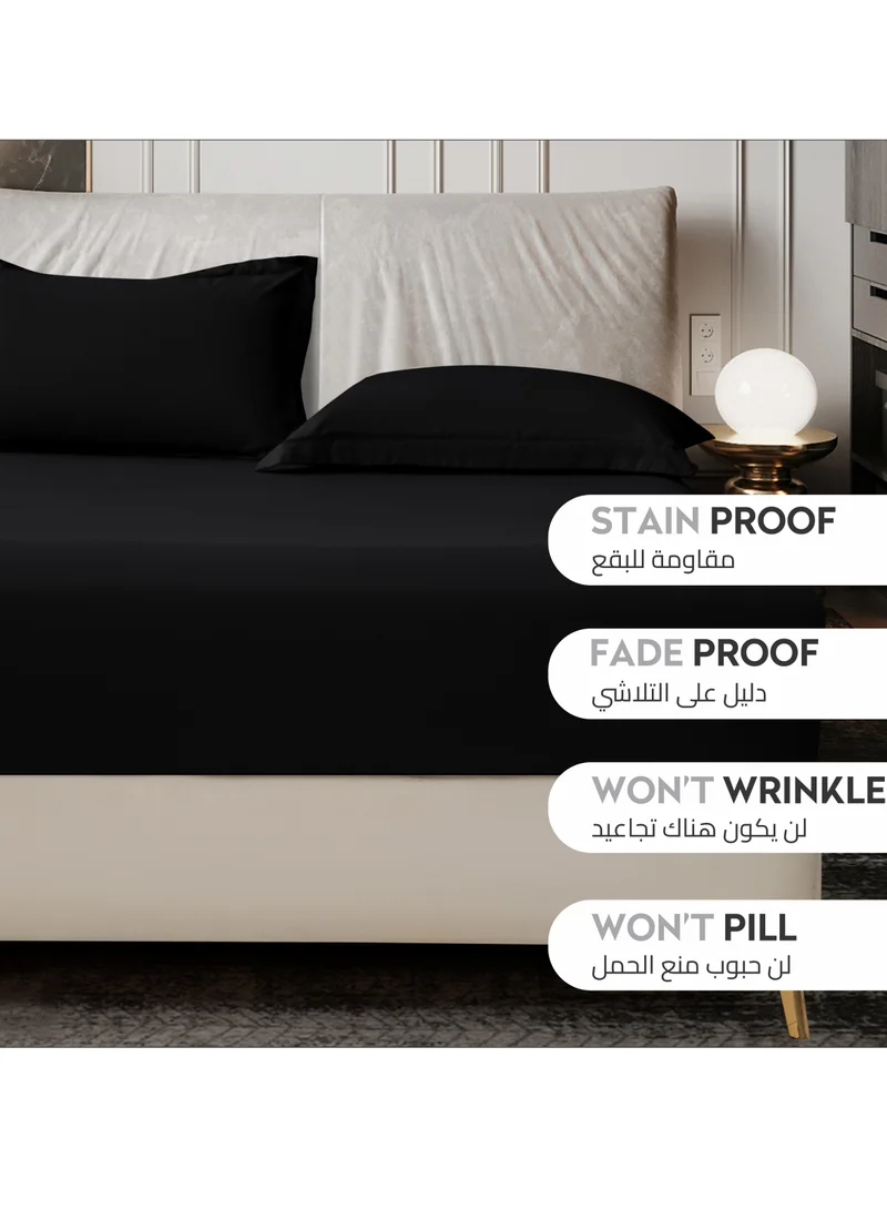 Donetella Bedding Fitted Sheet - Fits 90x190 Cm Bed For Single Bed 2 Pcs (1 Fitted Sheet and 1 Pillowcase) - 30 Cm Deep Pocket - Solid Bed Sheet