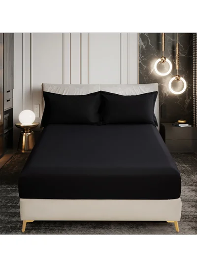 Donetella Bedding Fitted Sheet - Fits 90x190 Cm Bed For Single Bed 2 Pcs (1 Fitted Sheet and 1 Pillowcase) - 30 Cm Deep Pocket - Solid Bed Sheet