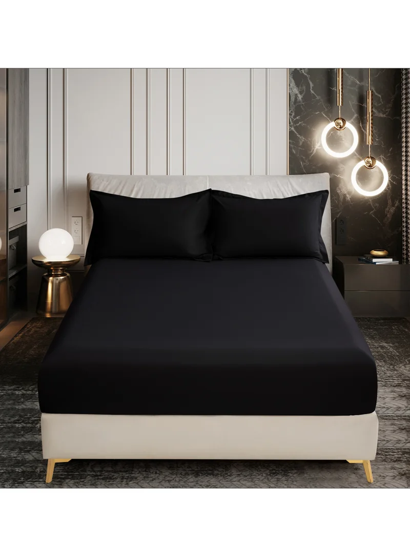 Donetella Bedding Fitted Sheet - Fits 90x190 Cm Bed For Single Bed 2 Pcs (1 Fitted Sheet and 1 Pillowcase) - 30 Cm Deep Pocket - Solid Bed Sheet