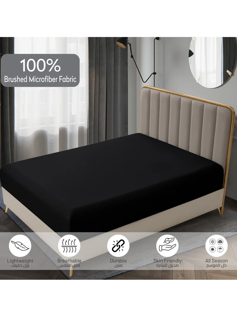 Donetella Bedding Fitted Sheet - Fits 90x190 Cm Bed For Single Bed 2 Pcs (1 Fitted Sheet and 1 Pillowcase) - 30 Cm Deep Pocket - Solid Bed Sheet