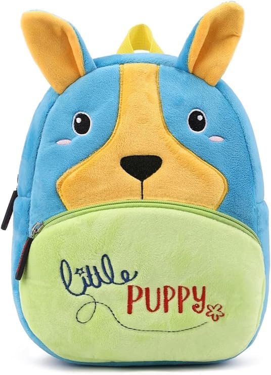 blue tree Cute Kids Backpack Toddler Bag Plush Animal Cartoon Mini Travel Bag for Baby Girl Boy 1-5 Years (s, Little Puppy, Sky Green) - Image 1