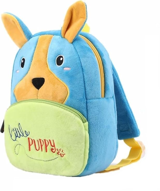 blue tree Cute Kids Backpack Toddler Bag Plush Animal Cartoon Mini Travel Bag for Baby Girl Boy 1-5 Years (s, Little Puppy, Sky Green) - Image 3