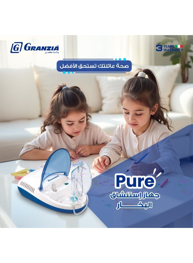 Granzia Pure Compressor Nebulizer Steam Inhaler Machine for Adults & Kids With Medicine Cup, Adult & Child Masks Quiet Portable Device for Asthma, Cold,Sinus & Allergy Relief - Image 3