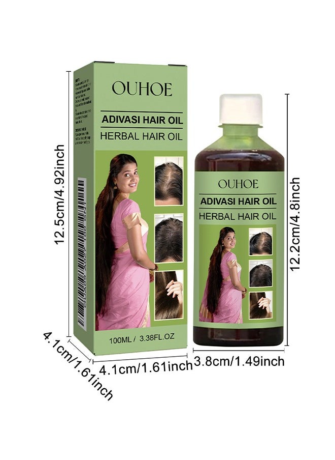OUHOE - Adivasi Hair Oil Herbal - Original Hair Growth Oil 3 IN 1 Original Hair Adivasi Hair Growth Oil | Ayurvedic Adiwasi Herbal Kesh tel with Natural Rosemary essential & Biotin for Control Hairfall anti dandruff 100ml - Image 1