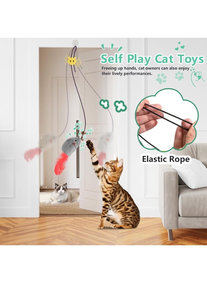 Bukela Self Play Cat Toys, 2 Pack Door Hanging Cat Mouse Toy with Squeaky Sound, No Batteries Required,Interactive Cat Enrichment Toys for Bored Indoor Adult Cats, Cat Boredom Toys Mice with Feather Tail - Image 3
