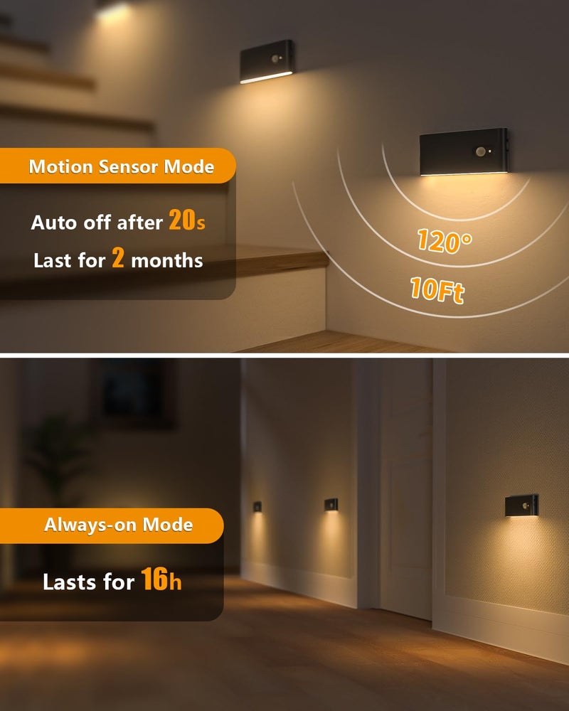 WILLED Stair Lights Indoor, Warm White Rechargeable Night Light, Wireless Motion Sensor Light Indoor for Stairs, Hallway, Stairway, Bathroom, Bedroom, Kitchen, 10 Pack - Image 4