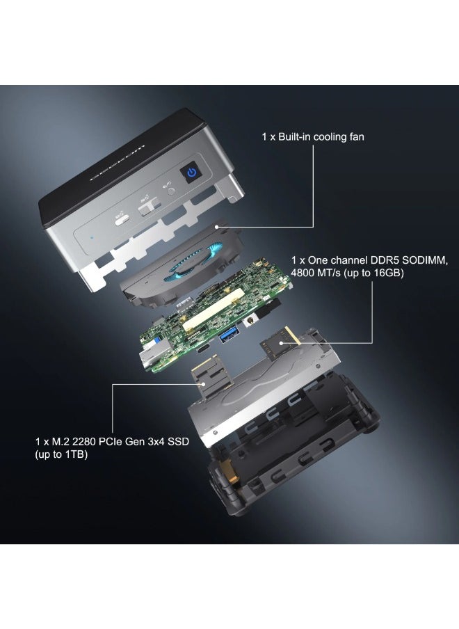 GEEKOM - Mini Air 12 Mini PC, Alder Lake N100 Processor/16GB RAM/512GB SSD/Intel UHD Graphics/Windows 11 Pro - Image 1