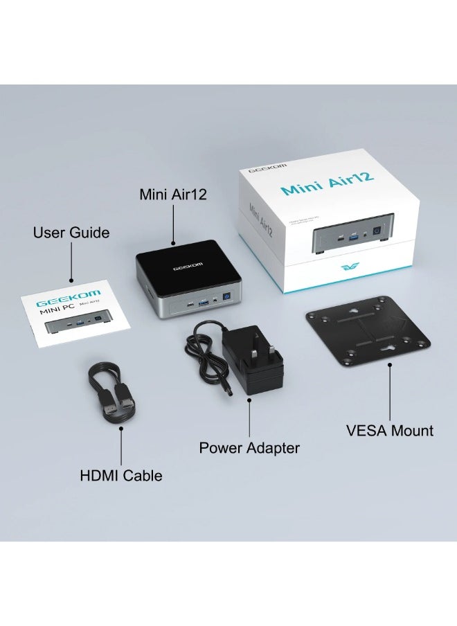 GEEKOM - Mini Air 12 Mini PC, Alder Lake N100 Processor/16GB RAM/512GB SSD/Intel UHD Graphics/Windows 11 Pro - Image 1