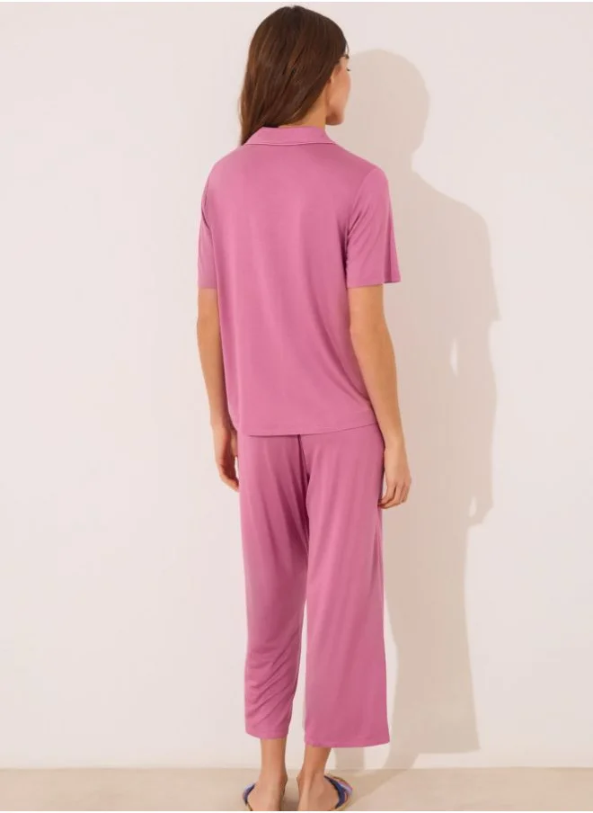 women'secret Pink viscose classic pyjamas