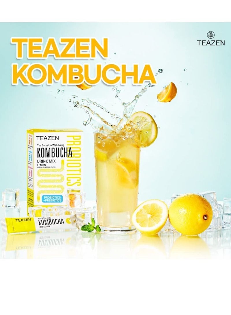 Teazen Kombucha Lemon Probiotics 10 Sticks - Image 2
